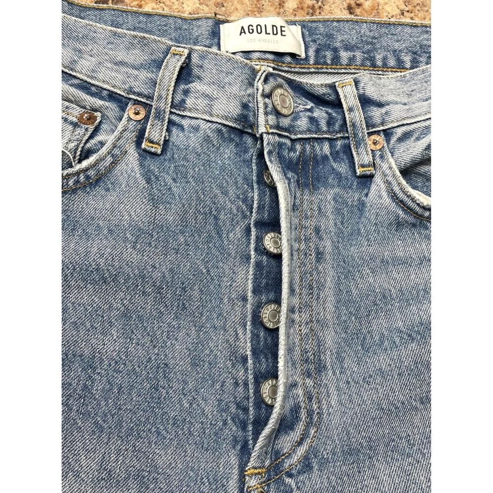 Agolde 90's Pinch Waist High-rise Straight Leg Distressed Jeans Blue Wash 26 - Picture 8 of 8